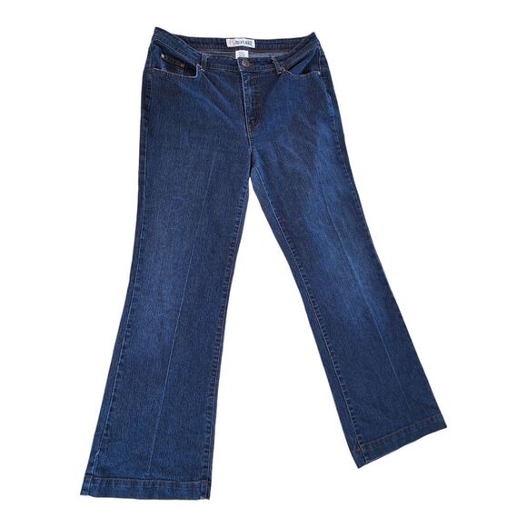 Faded Glory Stretch Flare Blue Jeans Plus Size 16 Dark Wash Denim Below Waist - Picture 2 of 13